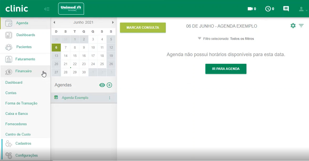 Mockup com tela de cadastro de forma de transação no Clinic
